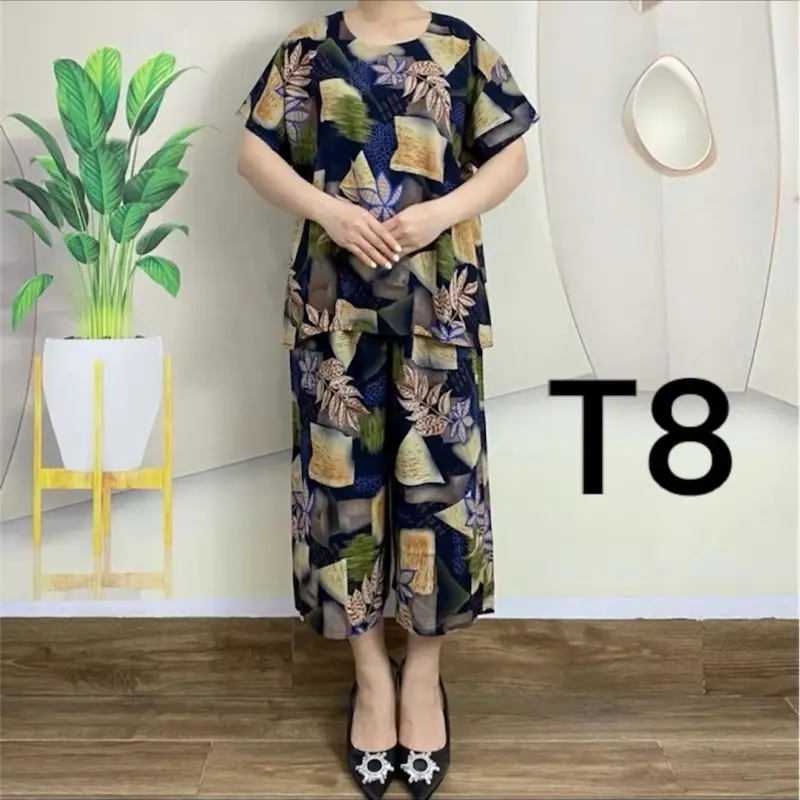 Bộ tôn lanh tặng mẹ mặc mùa hè,mát,mịn,có hoa,hoạ tiết,nữ Nhung Voi 7