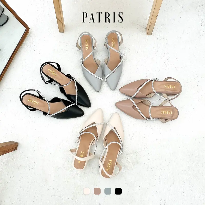 PATRIS Celeste Mules Wanita Heels / Hak 5 Cm Black Shoes Pesta 1