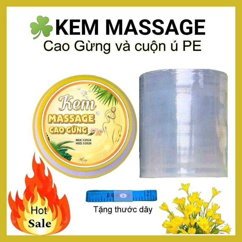 Combo kem Massage Cao Gừng - Mẫu cải tiến 250gam và Cuộn ủ PE 10cm 400gam - thương hiệu Trang Nguyễn Shop