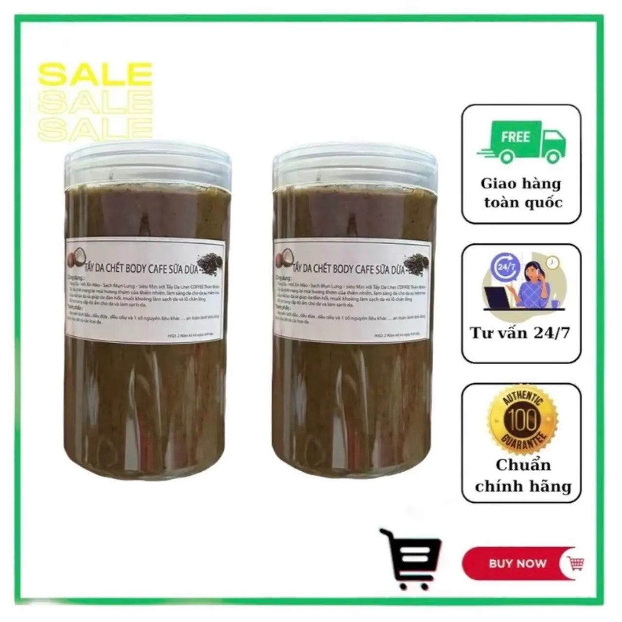 Combo 2 hộp tẩy da  cà phê sữa dừa hủ 900gr chất cải tiến  dùng cho mặt và body dưỡng da