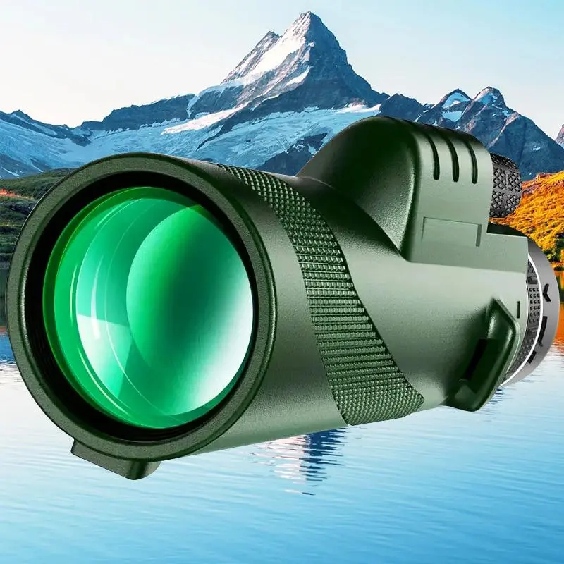 Portable 80x100 Monocular Telescope, High Definition Compact Telescope with Phone Adapter, Handheld Telescope for Camping, Hiking, Hunting & Bird Watching, Travel Accessory