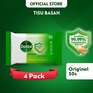 Dettol Tisu Basah Original (4 Pack) x 50 Lembar - Anti Bakteri
