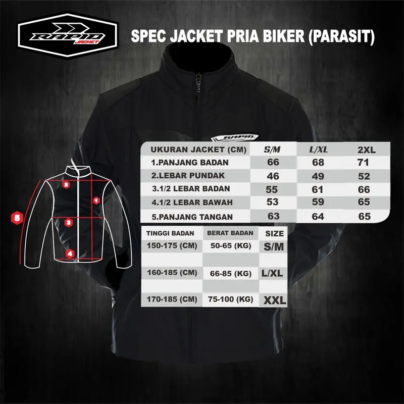 Jaket motor riding RAPID SKYLINE pria parasit premium jacket reflektif 8