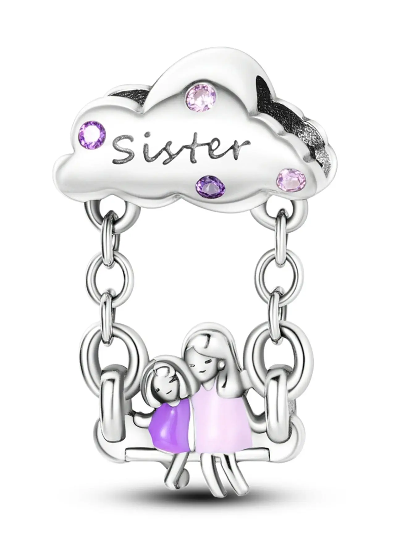 2024 New Style Rhinestone Decorated Sister Charm, Cute Swing Charm for Bracelet & Necklace, Fashion Accessories for Women & Girl for Holiday Gift, Christmas Gifts for Girlfriend, Valentine's Day, Jewelry Gift