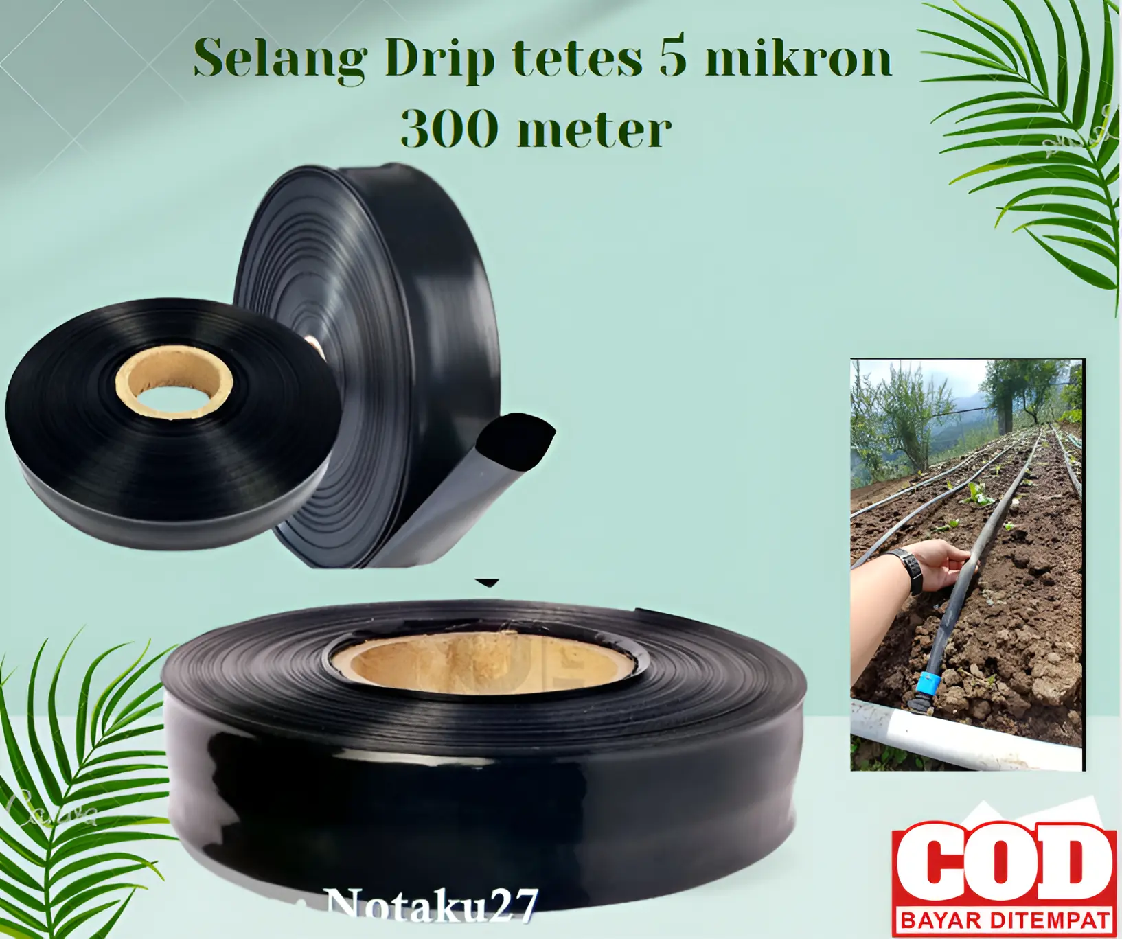 Selang Drip 5 mikron 4 cm 300 meter - Pipa 3/4 Inch   Hitam