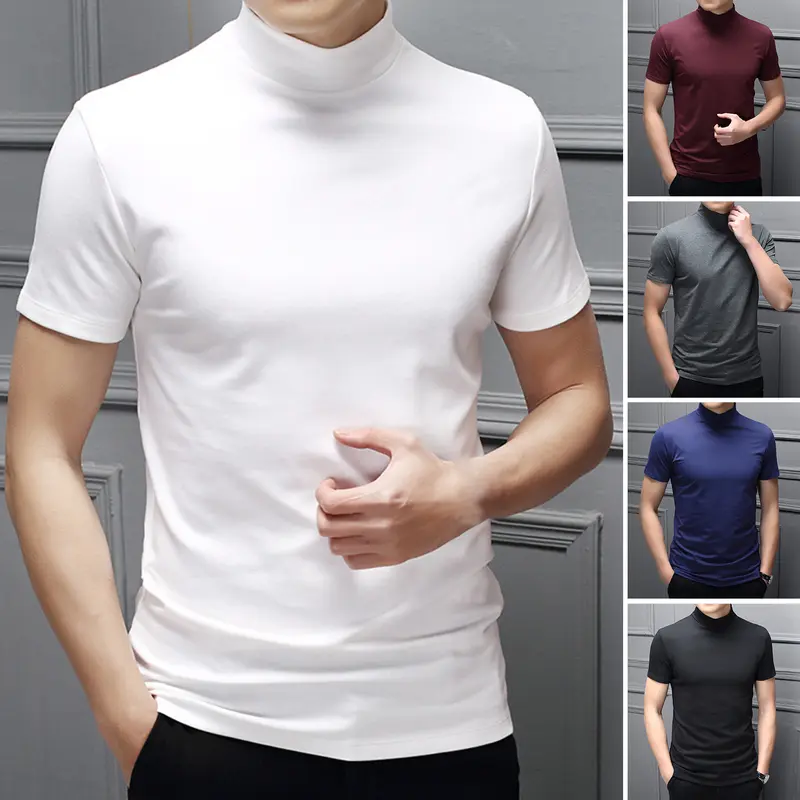 Áo Mùa Hè Cho Nam, Cổ lọ thấp, Màu Trơn Áo Chui Đầu Mềm Mại, Thoáng Khí, Giữ Ngầu, Tay Ngắn Thường Ngày Quần Áo Nam 0