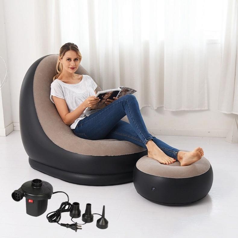 Product Introduction of Ghế Nệm Hơi Tựa Lưng Bơm Hơi Bọc Nhung Tiện Dụng Nằm Nghỉ Ngơi Thư Giãn Cho Bạn Những Lúc Mệt Mỏi Xem Tivi Hay Đọc Sách Báo. 1