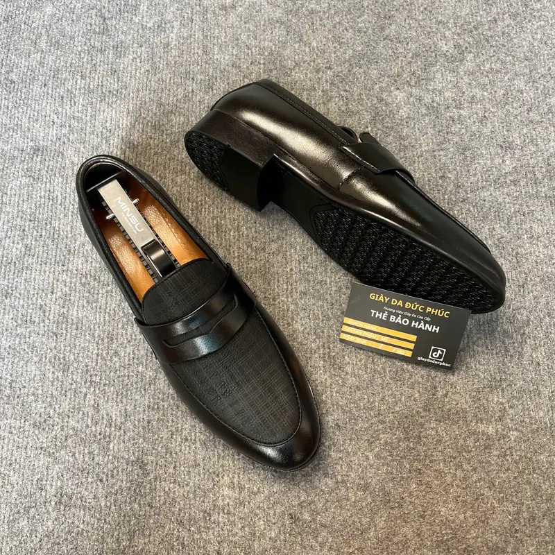 Giày nam da bò- Giày lười da bò in Lazer họa tiết caro mang phong cách trẻ trung lịch lãm DP Shoes Hoa.Mã H2 3