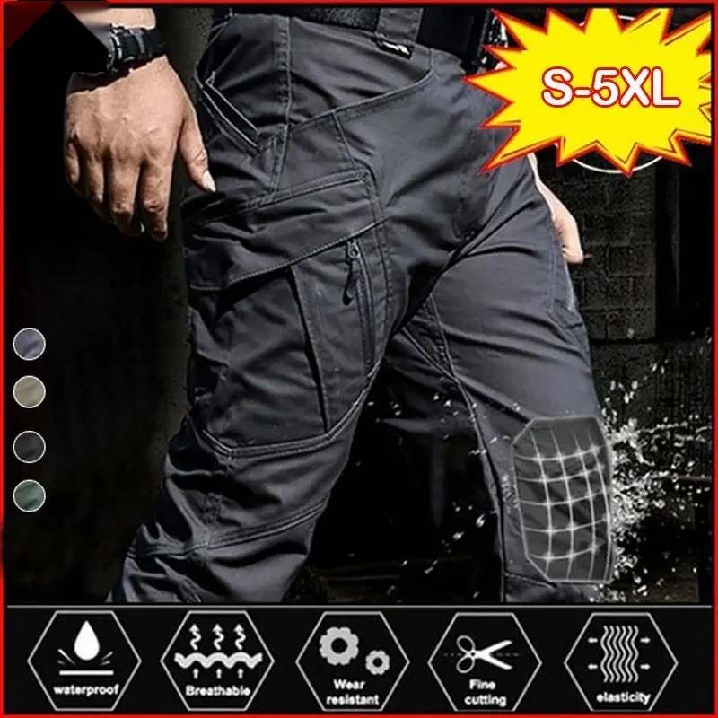 Men's Tactical Pants, Multi-Pocket, Military Style, IX7/IX9, Waterproof, Modern, Trendy, Good Looking, High Quality, Suitable for Men Fashion Tide Handsome High Quality Man Clothing
