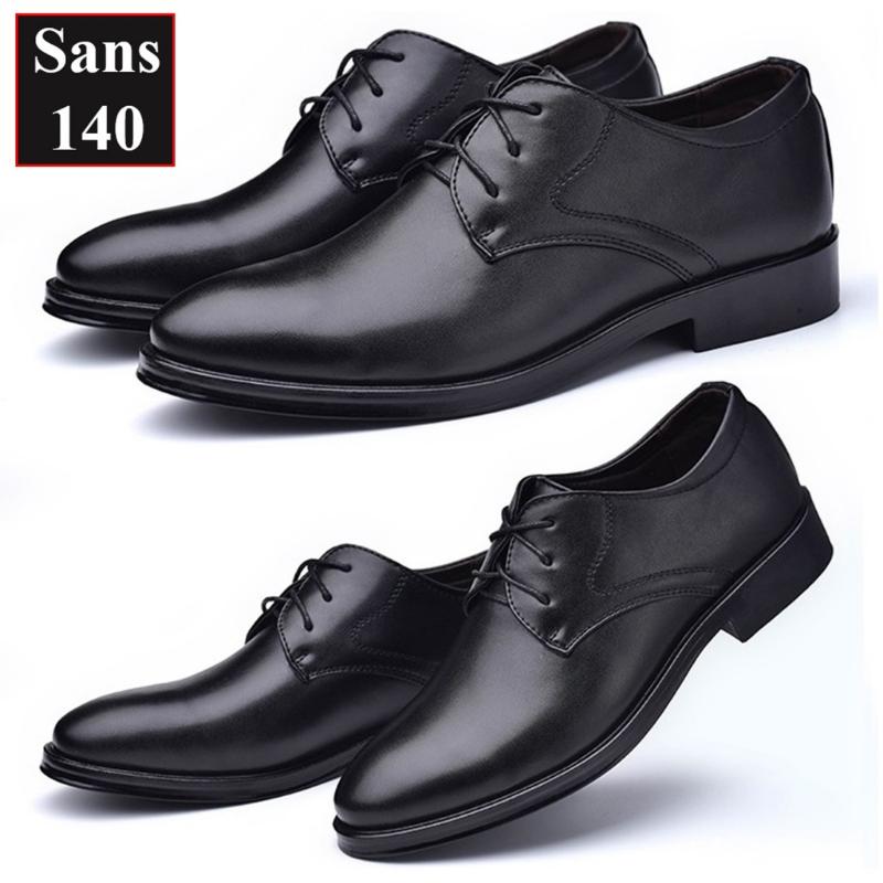 Giày da nam cao cấp đen Sans140 giầy tây công sở buộc dây derby mũi tròn big size to bigsize cỡ lớn 44 45 46 47 48 49 Cao Su Cao Su 6