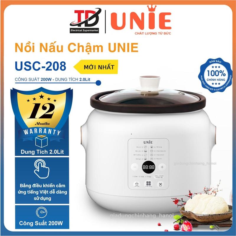  Nồi Nấu Chậm Unie USC208 2.0Lit Lòng Nồi Gốm Ceramic Hàng chính hãnġ nồi  nấu 