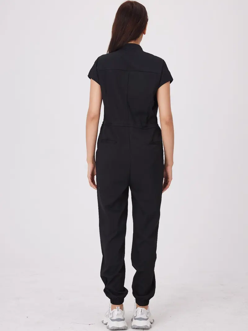 Product Introduction of Women's Solid Color Coveralls, Casual Comfy Jumpsuit  for Pharmacies, Beauty Salons, Doctors, and Nursing Staff, Durable and Comfortable Workwear 4