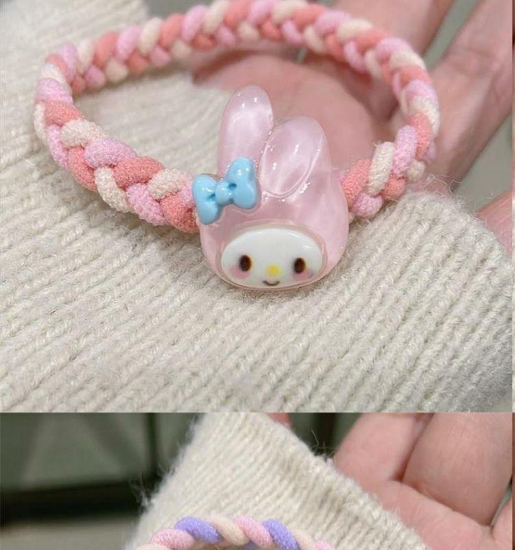 Product Introduction of New Cute Sanrio Hair Tie Elastic Band Ins Style Braided High Elasticity Hair Ring Hair Rope Mori Style New Ponytail Holder 5
