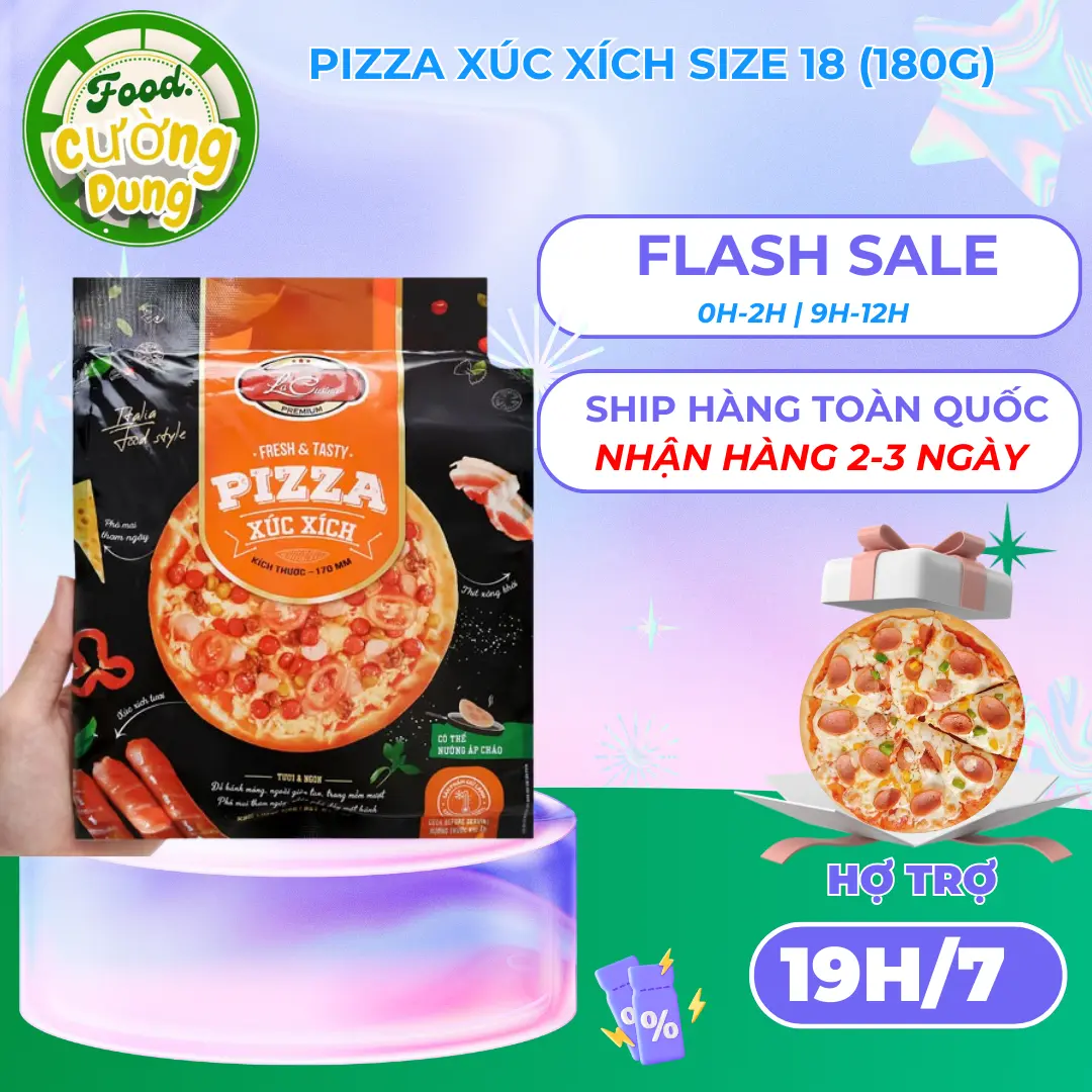 Pizza xúc xích size 18 (180g) ship hàng toàn quốc nhận hàng 2-3 ngày