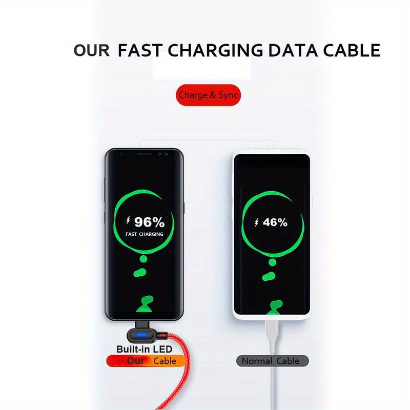 Product Introduction of Double Elbow 90 Degrees 1pc/3pcs/5pcs Mobile Phone Cables Data Transmission Micro USB C Cable For Samsung/Xiaomi/OPPO/VIVO 1