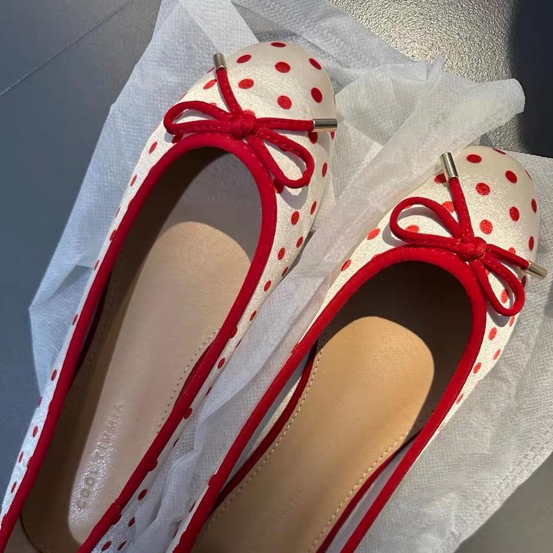 GIÀY BỆT NƠ CHẤM BI ĐỎ COQUETTE BALLETCORE 3