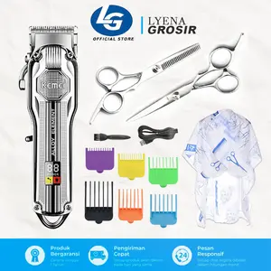 PAKET LENGKAP ALAT CUKUR RAMBUT KEMEI KM-517 MESIN CUKUR RAMBUT CAS LCD DISPLAY