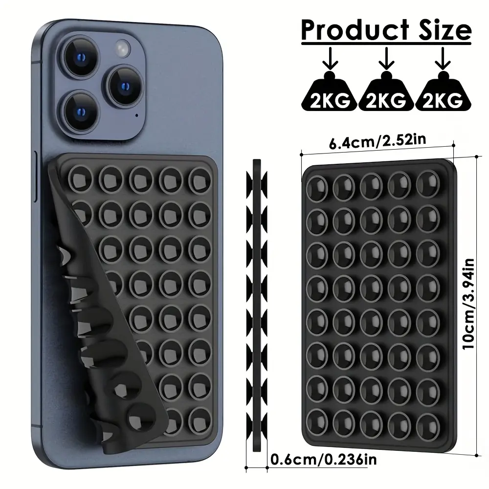 Double Sided Silicone Suction Cup Phone Holder, Silicon Phone Accessory for iPhone and Android, Adjustable Angle and Compact Design, Suitable for Make-up, Dance, Fitness, Yoga, Shower-Friendly, Binge-Watching, Ideal for Videos and Selfies