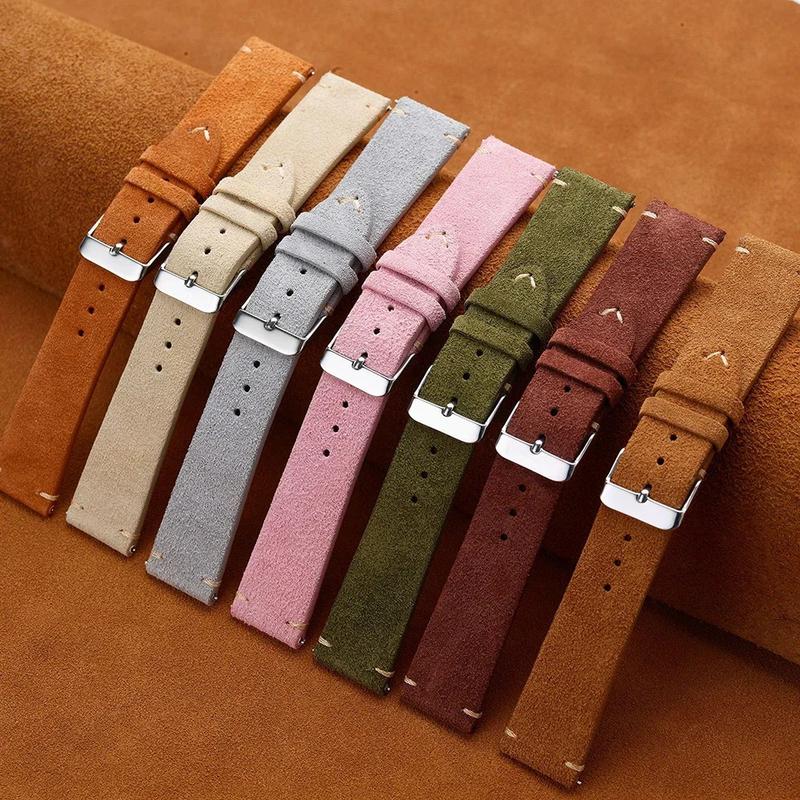 Product Introduction of Wristband 20mm 22mm 4mm 16mm 18mm Quick Release Soft Suede Strap Brown Watch Bands Calfskin Bracelet Women&Men Accessories 1