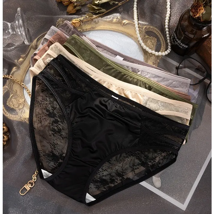 Mid Waist Sexy Lace Comfortable Underwear Thin Women's Seamless Close Fitting Triangle Pants 143081