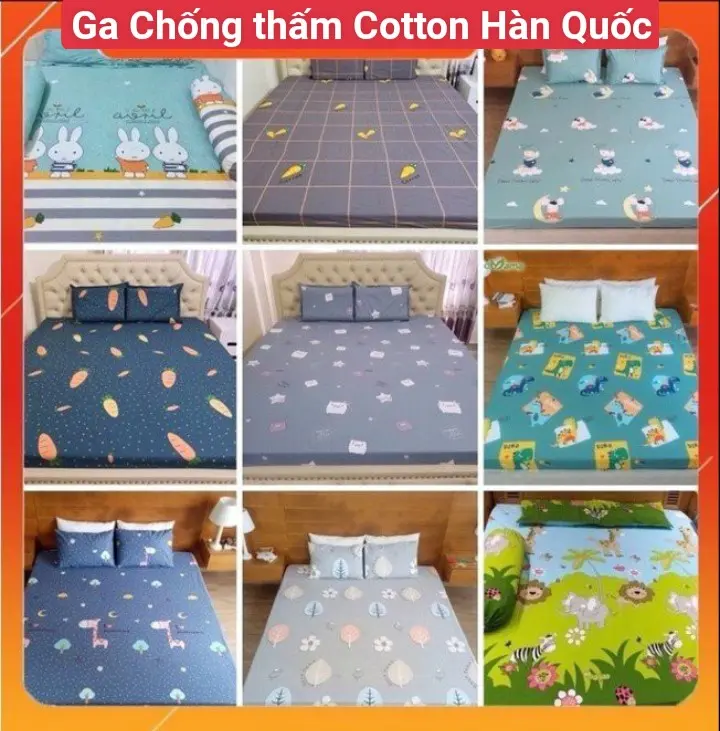 [TRỢ GIÁ] Ga Chống Thấm Cao Cấp, Ga Chống Thấm Hàn Quốc Cotton Nano Nằm Trực Tiếp Thoáng Mát (không kèm vỏ gối)