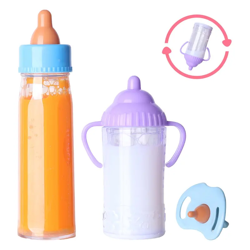 Doll Feeding Bottle Set, Doll Accessories Including Milk Bottle & Juice Bottle & Pacifier, Pretend Play Toy for Kids, Doll Accessories 0