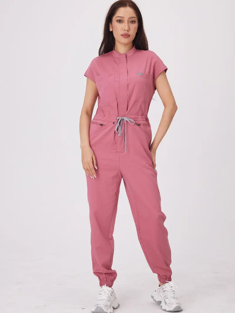 Product Introduction of Women's Solid Color Coveralls, Casual Comfy Jumpsuit  for Pharmacies, Beauty Salons, Doctors, and Nursing Staff, Durable and Comfortable Workwear 1