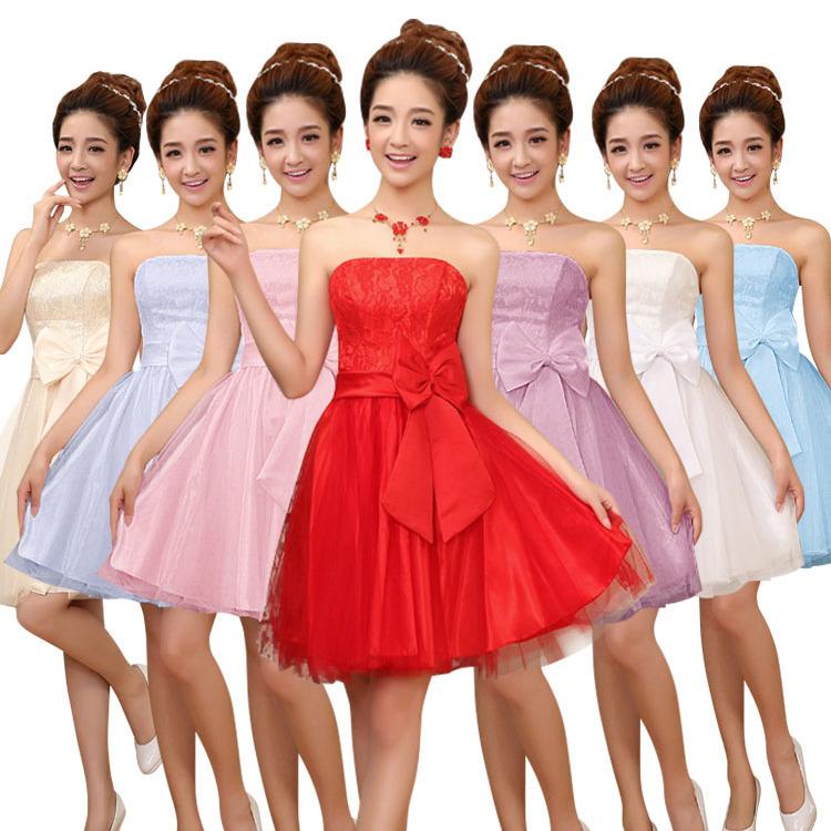 Product Introduction of Bridesmaid Dress Women's New Bow Short Elegant Dress Banquet Sister Dress Evening Dress Dress 1