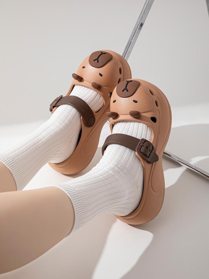 Product Introduction of Women's Cute Cartoon Design Slides, Casual Comfortable Home Slippers, Thick Sole Non-slip Slippers for Indoor & Outdoor Wear, Girl 4