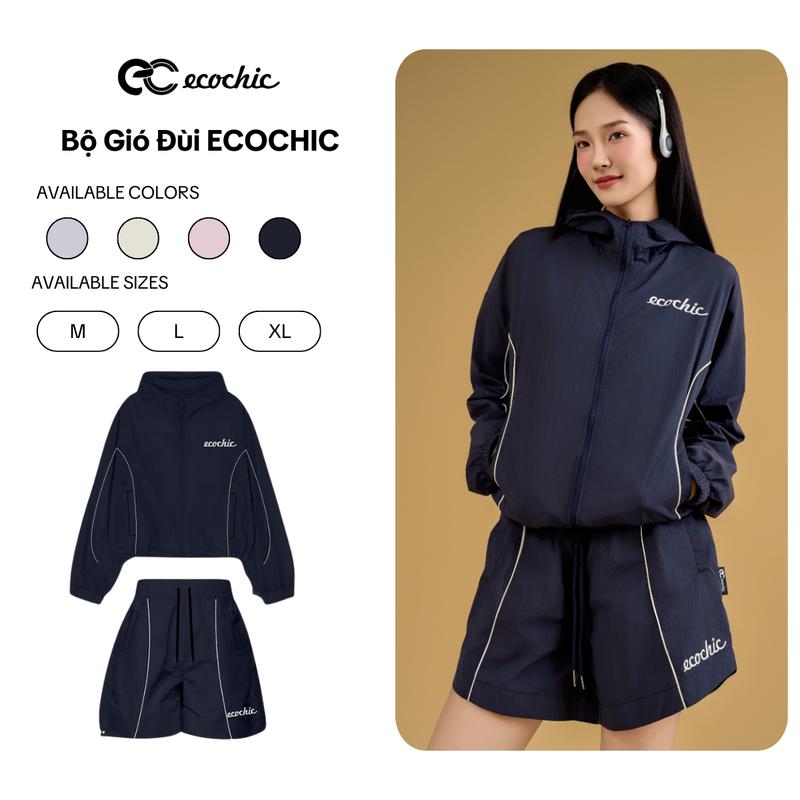 SET BỘ GIÓ QUẦN ĐÙI ECOCHIC B099 Áo Khoác Quần Cạp Bo Chun Thể Thao Chất Liệu Cao Cấp Dày Dặn Cản Gió Tốt Chống Nước Nhẹ