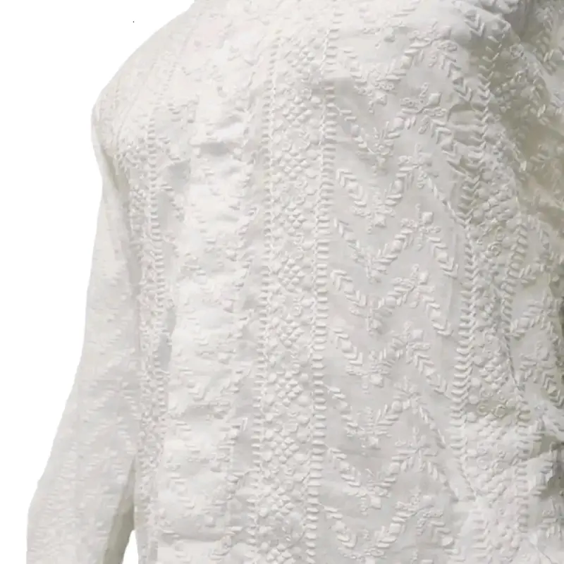 Baju Koko Pria Katun Paris Premium Motif Bordir Lengan Panjang Oblong Katun Putih Lembut Muslim Dewasa Kombinasi 4