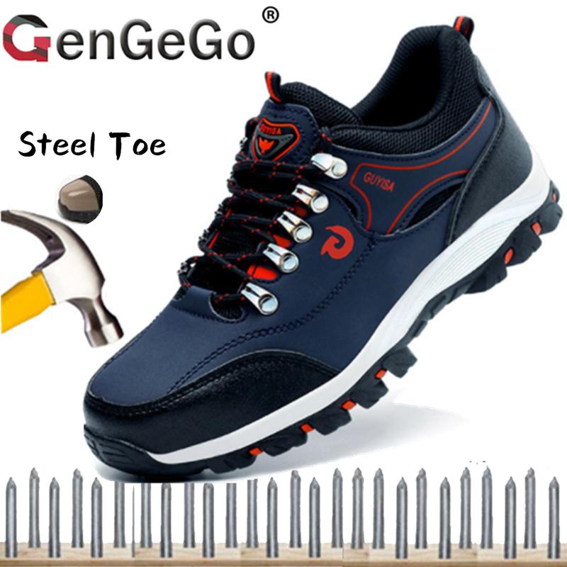 Brand GenGeGo( 3 Days Delivered COD)Men's Safety Shoes Work Shoes Men's Work Boots Steel Toe Shoes Puncture Outdoor Construction Safety Sneakers Men Steel Toe Work Safety Boots 1