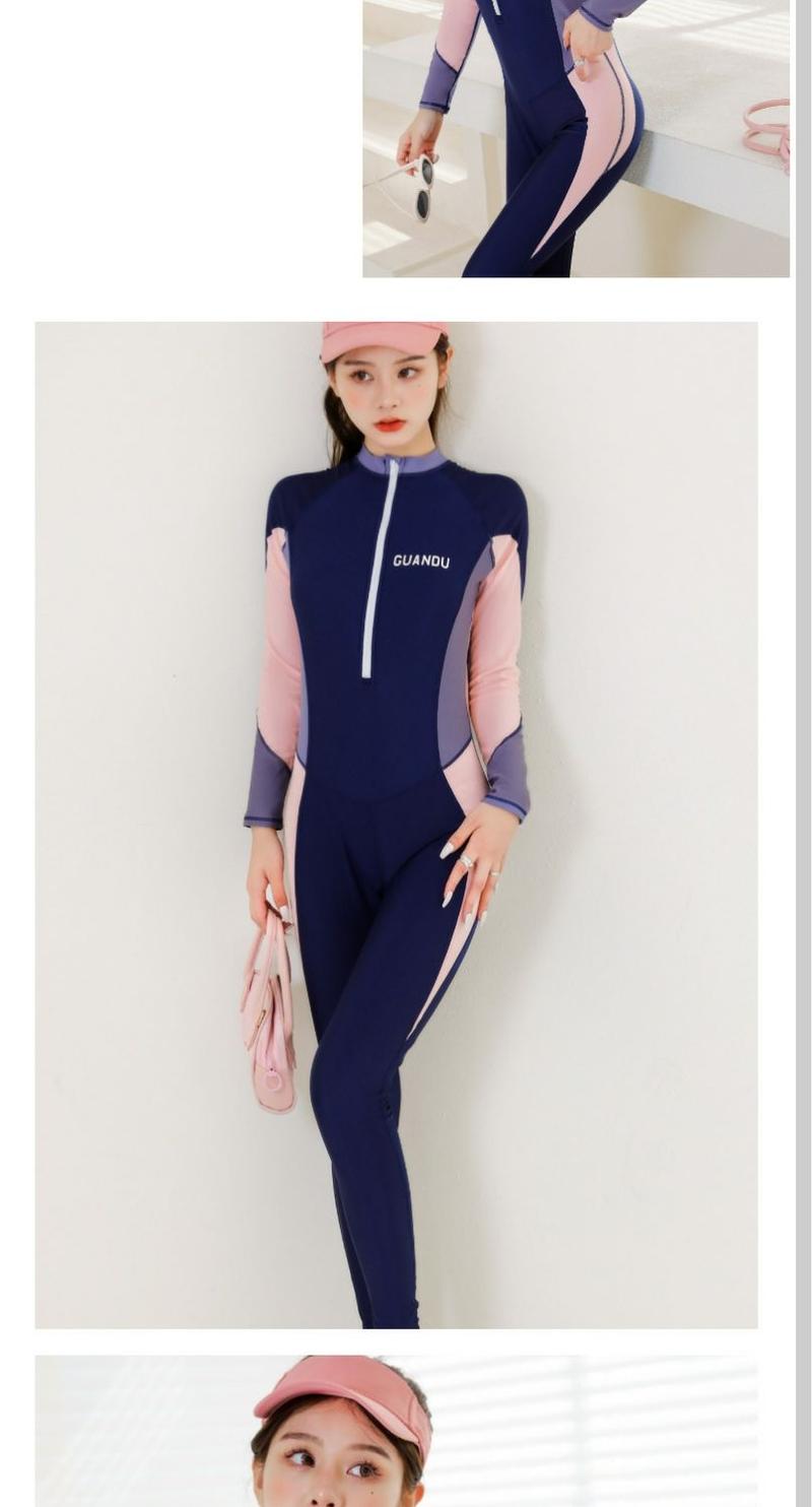 Product Introduction of Diving Suit New Swimsuit Women's Summer Conservatively Thin Cover Belly One-Piece Long Sleeves Trousers Sports Student Jellyfish Swimsuit 0