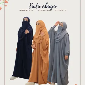 Rubyhijab_official Sada Abaya Katun Lembut Model Bhist Abaya Busui Friendly 3 Warna Must Have Sand Brown Steel Blue Midnightblue - Kaftan, Gamis, Basic, Dewasa, Tangan, Hitam, Muslim, Balon, Wanita