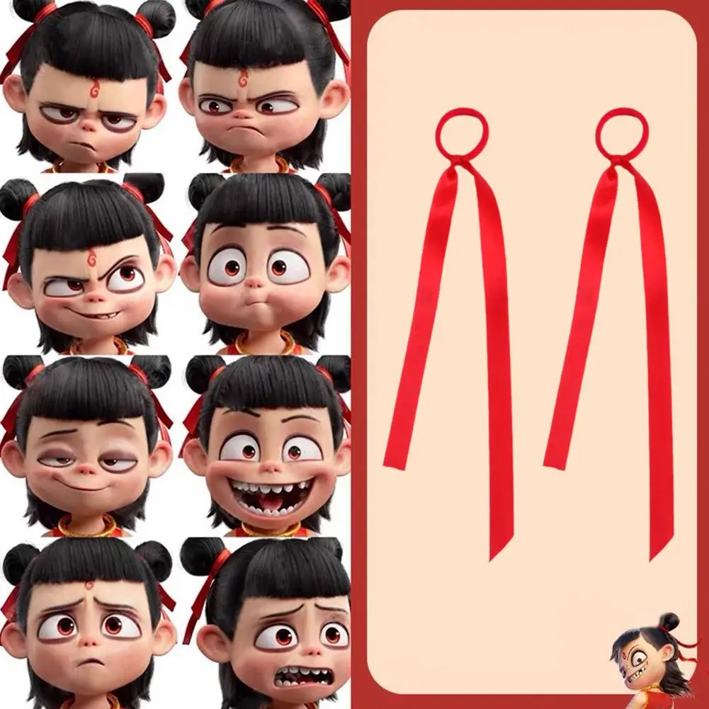 Ne Zha 2 Cartoon Cute Ball Ribbon Hair Accessories Children's Performance Activity Prop