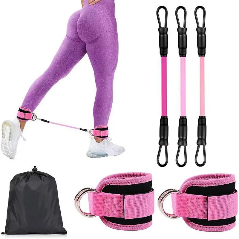 Ankle Resistance Bands with Cuffs, 1 Set Home Gym Workout Equipment, Lifting Glute Butt Exercise Equipment for Women, Ankle Weights Fitness Band Set