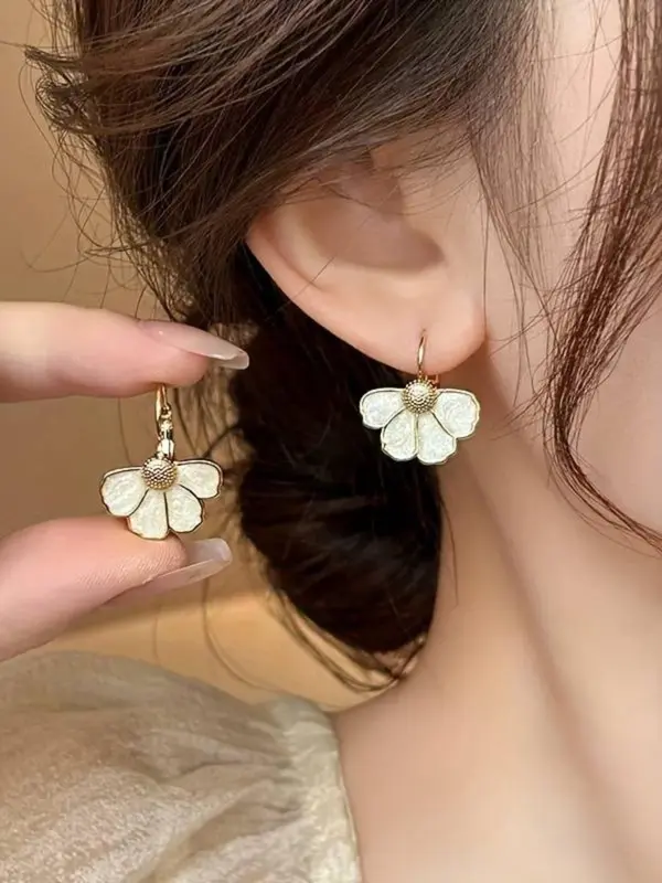 Flower Design Dangle Earrings, Fashionable Jewelry for Women & Girls, Trendy All-match & Exquisite Jewelry for Birthday Gift 0