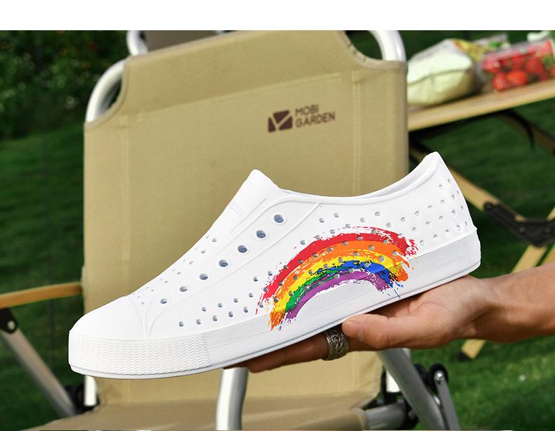 Product Introduction of Summer Couple Men and Women Breathable Knitted Clogs for Baotou Design Waterproof Leisure Beach Sandals Hollow Design Footwear Walking Shoes Comfortable XZ102400A Boy Dance Weight 15