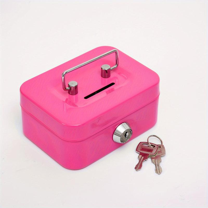 Mini Money Saving Metal Keylock Storage Box with Keys, 1 Piece Multipurpose Portable Coin Deposit Box with Handle, Universal Money Box, Money Organiser, Room Decor, Home Decor Supplies, Ornaments