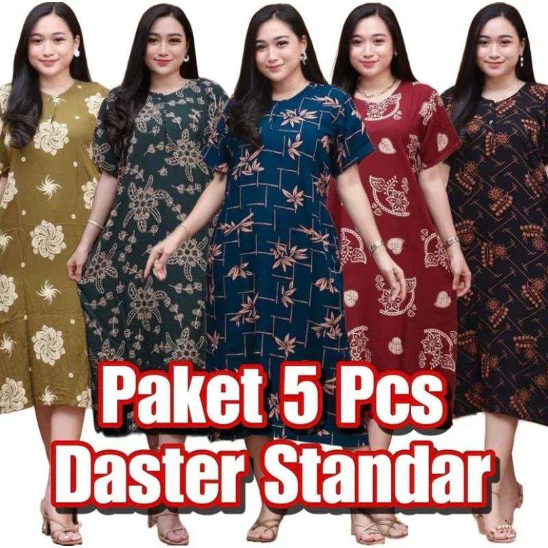 Daster 100 Dapat 5pcs || Daster Rayon Standar Lengan Pendek Busui Bumil Kancing Depan Lengan Pendek Motif Batik Kekinian Daster Wanita Terlaris