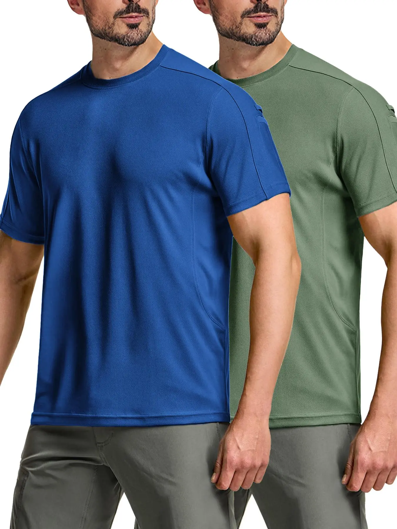 Men's Plain Pocket Round Neck Sports Tee, Regular Fit Casual Short Sleeve T-shirt, Breathable Comfortable Top for Summer Outdoor Sports