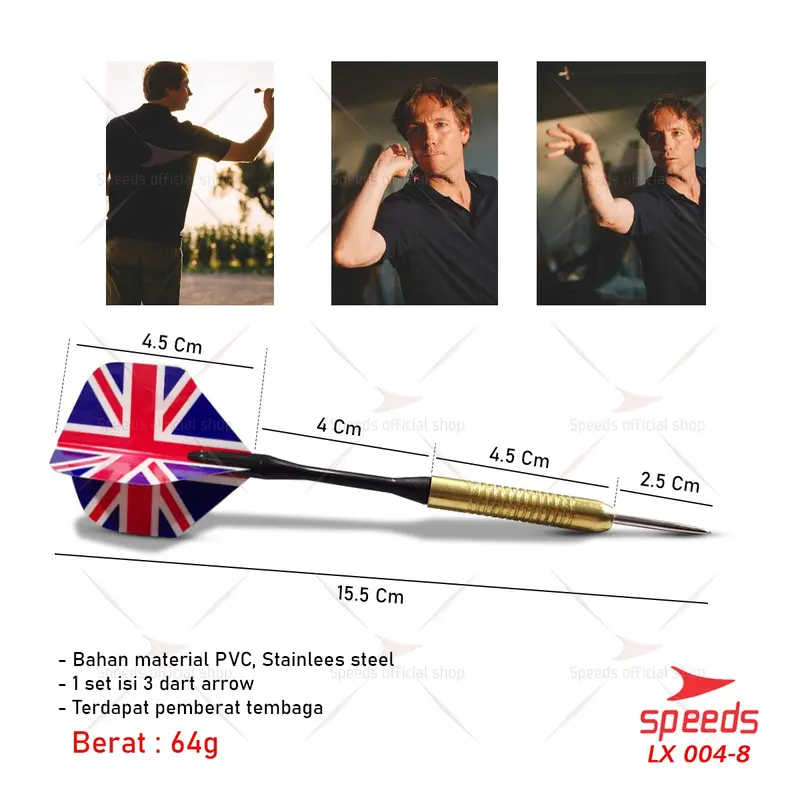 SPEEDS Dart Jarum Pahanan Dart Panah Lempar untuk Dartboard Union Jack Dart Arrow 004-8 1
