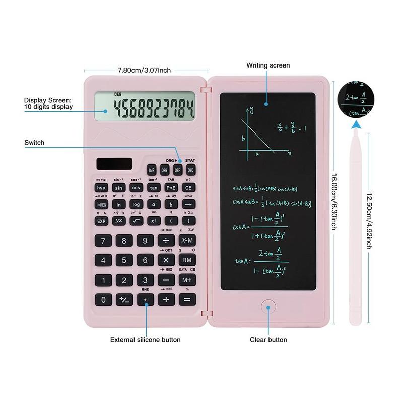 Solar Science Calculator, 1 Count Portable Multifunctional 3 in 1 Calculator, Reusable Draft Board For Students Office School 1