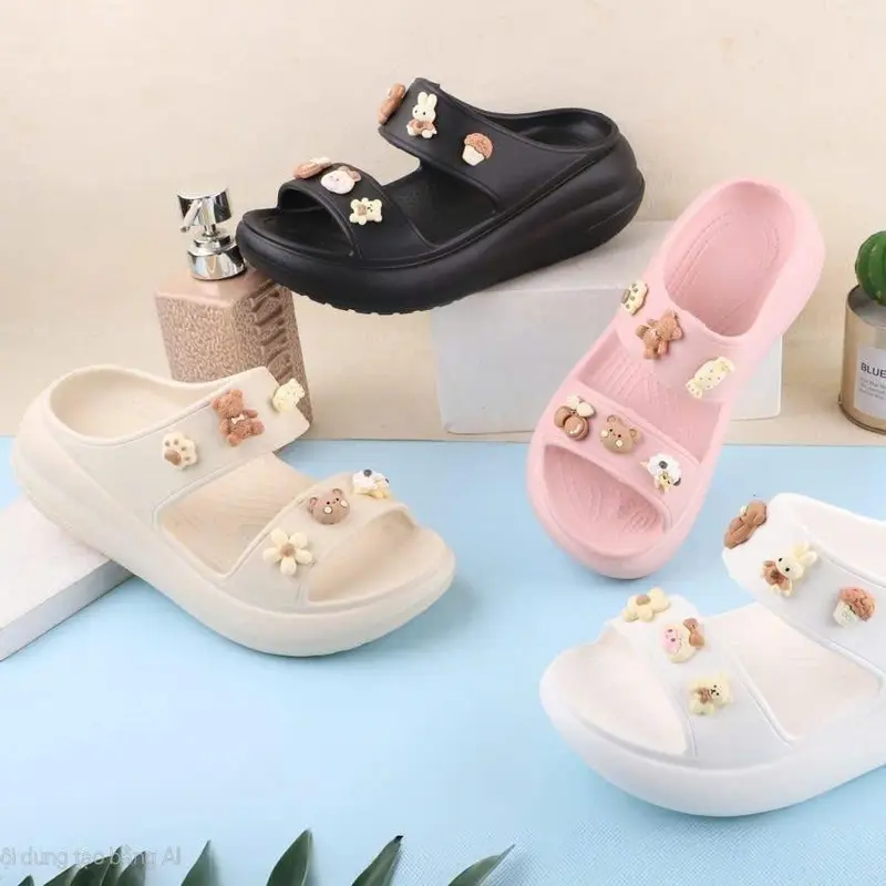 [TẶNG CHARM 3D] Dép nữ 2 quai đép đúc nguyên khối đế cao 6CM Mẫu mới 2025 0