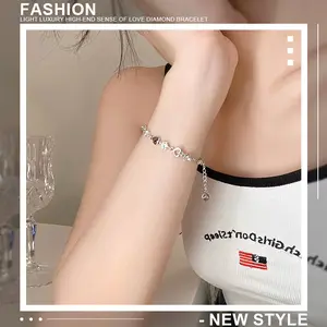 Gelang Berlian Cinta Wanita Gaya Keren Ringan Mewah Highend Sense Pacar Tangan [Tagentid]