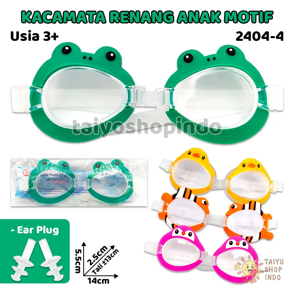 TAIYO Kacamata Renang Anak Motif Hewan Swimming Pool Goggles Kaca Mata Swim Water Kolam Berenang