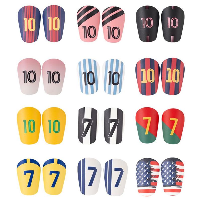 Product Introduction of 1pair Mini Football Leg Guards With Printed Star Numbers And Logos 36