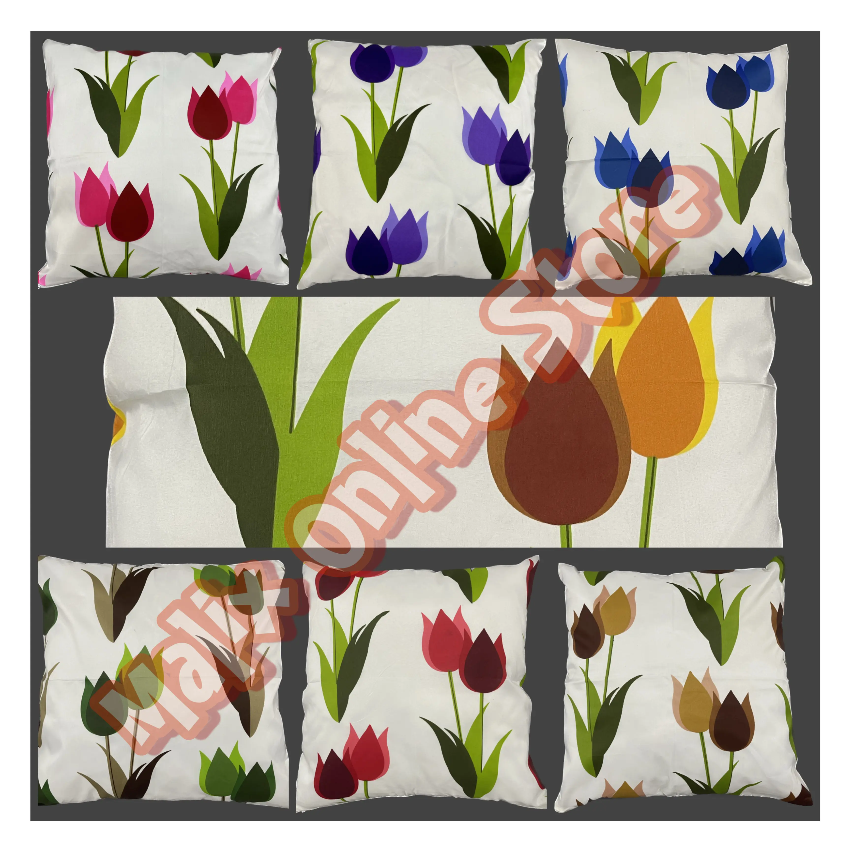Tulip Buds Throwpillow Cases 16x16 and 18x18 Inches with Zipper Geena Cloth