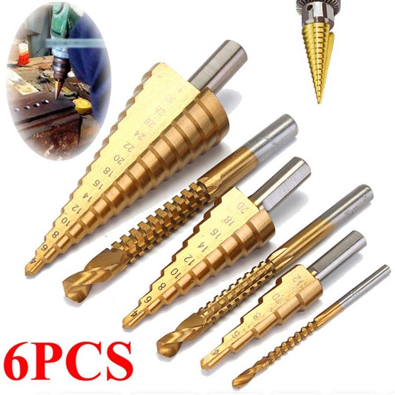 6Piece Titanium Coated HSS Step Drill Bit Set with Triangula - TikTok ...