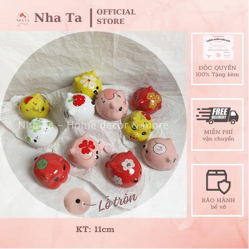 [LỖ TRÒN] Heo sứ mini loại giá rẻ hoạ tiết ngẫu nhiên, heo nhỏ xinh nhét tiền lỗ tròn đựng tiết kiệm dễ thương